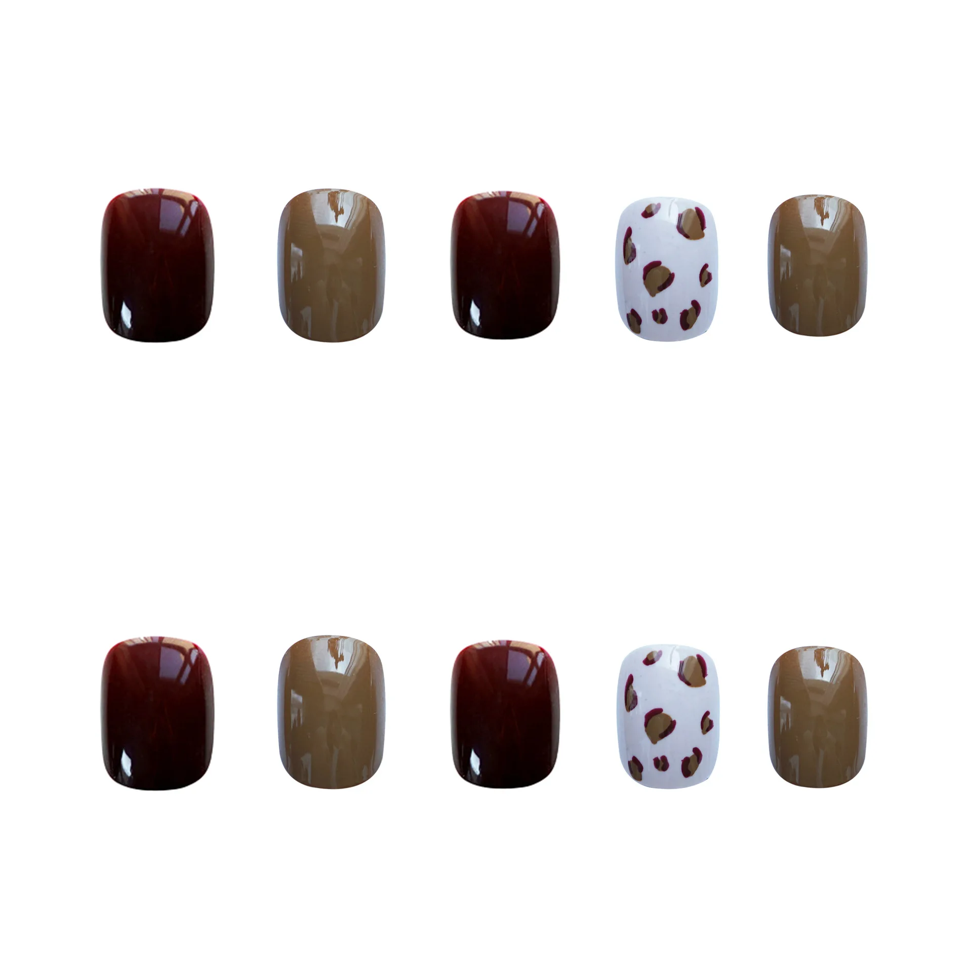 

24pcs Leopard Print Nails Patch Glue Type Paragraph Fashion Manicure Patch False Nails Save Time Nail Patch