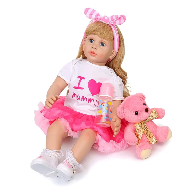 Элегантные куклы Новорожденные 58 см мягкие виниловые модные розовые тканевые