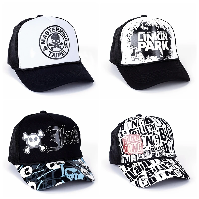 

SHATANGJU Summer Adjustable Mesh Snapback Hip Hop Skull Printing Baseball Cap Women Men's Breathable Casual Trucker Sun Hat