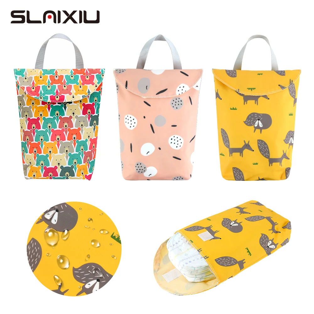 

SLAIXIU сумка для хранения подгузников многоразовая Водонепроницаемая модная сумка с принтом Влажная/сухая сумка сумки для подгузников дорож...
