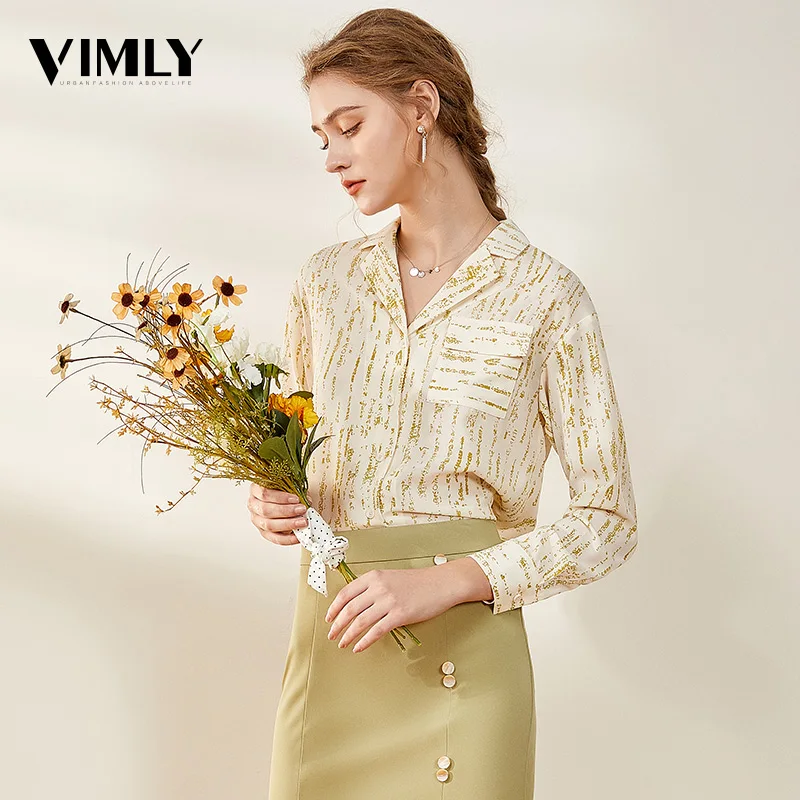 Vimly элегантные женские шифоновые блузки с принтом офисные рубашки длинным