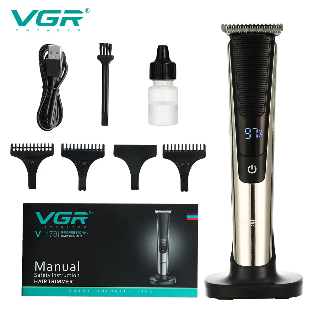 

VGR New Shaved Head Electric Hair Clipper 0 Knife Head Electric Hair Clipper Haircut Portable LCD Hair Clipper V-178