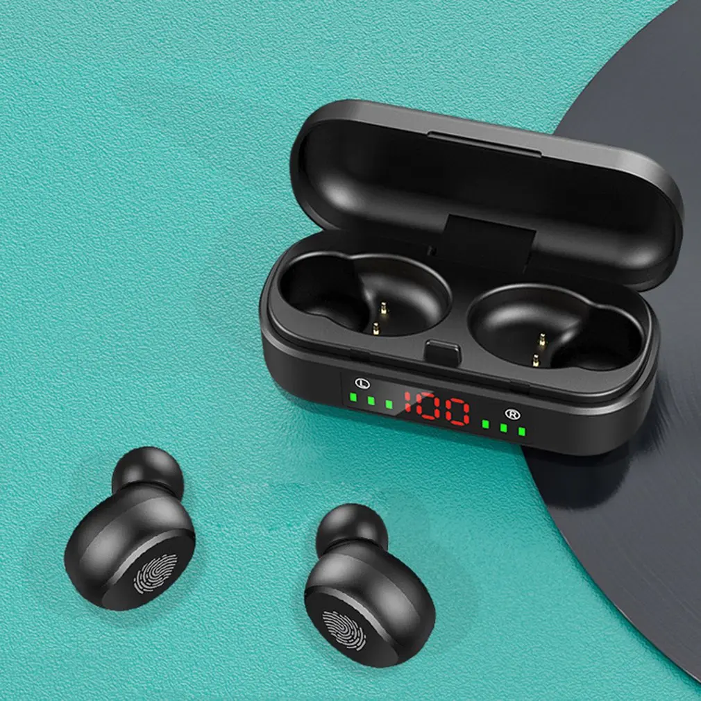 

V8 Digital Display Wireless Headphones 5.0 9D Bass Stereo Waterproof Earbuds Headset With Microphone Charging Case