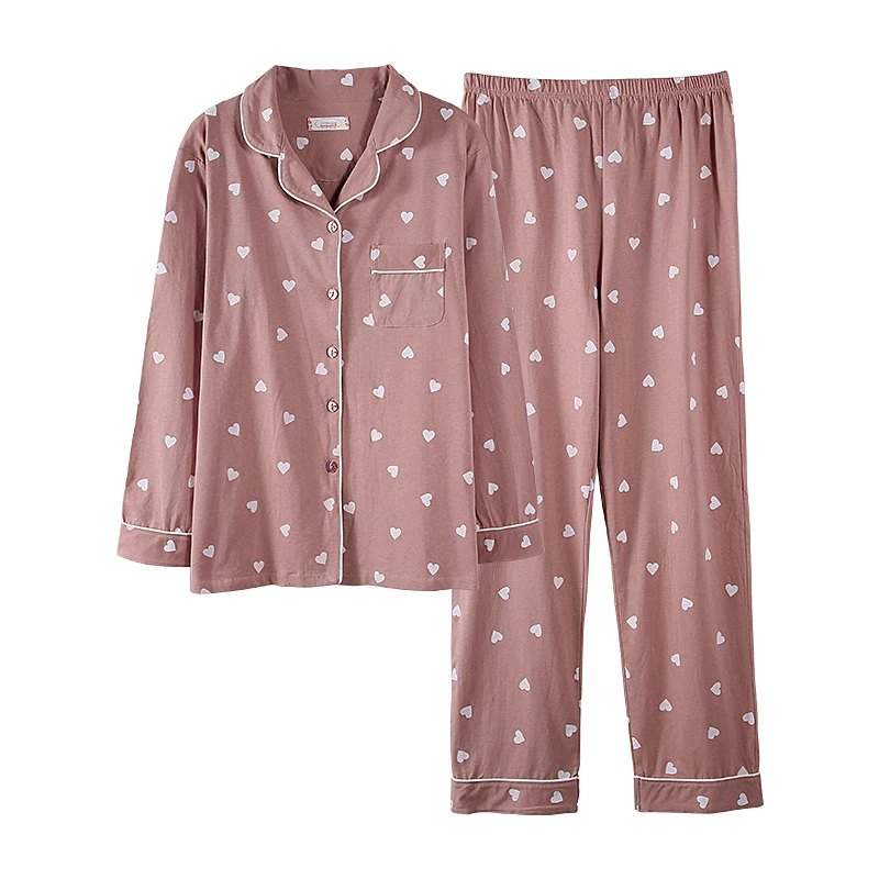 

Pajamas Women'S Cotton Spring Autumn Long-Sleeved Insta-Famous Korean Style Loose Casual Sleep Set 2Pcs Nighties Pijamas Verano