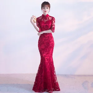 Bridesmaid dress Fashion black Qipao Long Party Cheongsam Oriental Women's Slim Dress Chinese Style Lady sexy Seductive dress Bridesmaid dress Fashion black Qipao Long Party Cheongsam Oriental Women's Slim Dress Chinese Style Lady sexy Seductive dress