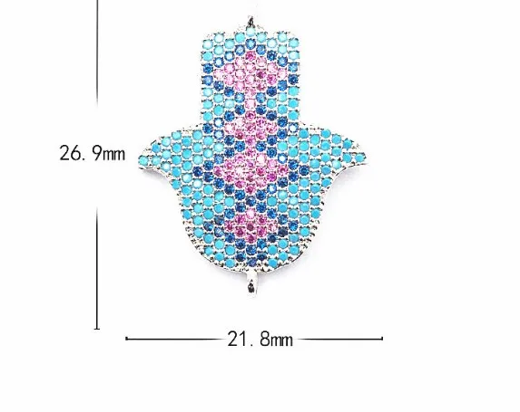 

26*21mm Rose palm multicolor micro pave cz zircon cubic zirconia beads DIY Copper necklace bracelet connectors accessories dwe2