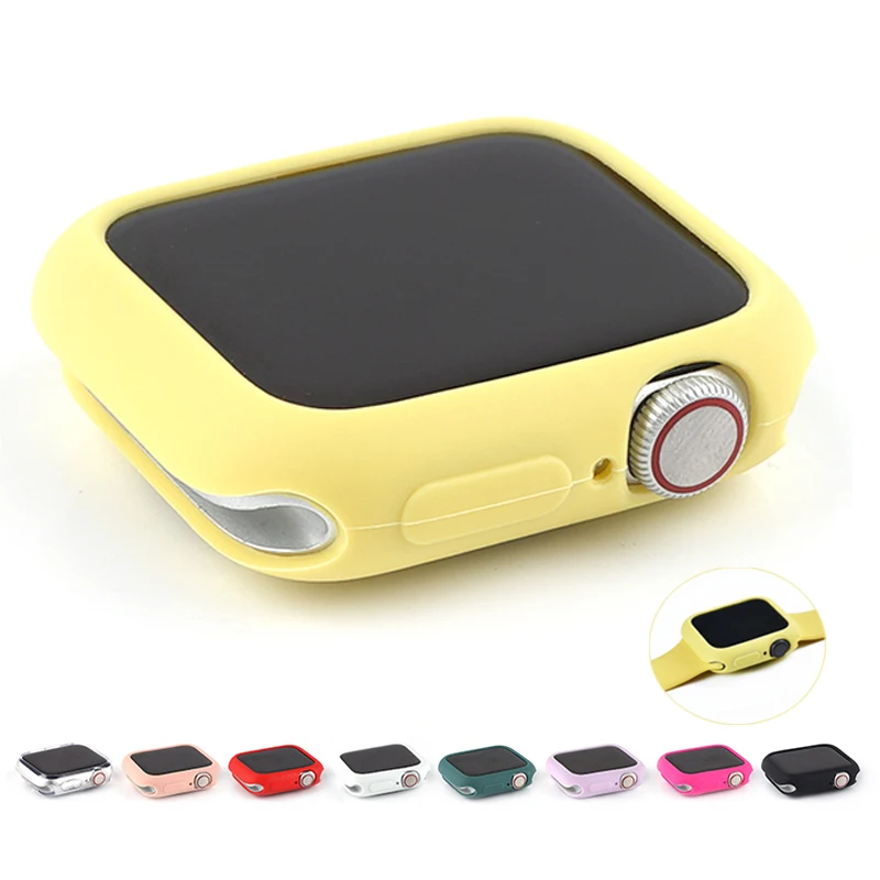 Мягкий силиконовый чехол для Apple Watch se 6 5 4 3 2 1 44 мм 40 iwatch защитный бампер 42 38 |