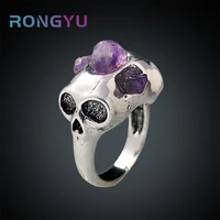 trend cool fine skull creative rings for men women personalized purple crystal female stainless steel ring jewelry accessories