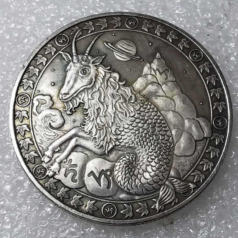 

Twelve Constellations Capricornus Collectible Gift Silver Plated Commemorative Coin Creative Gift