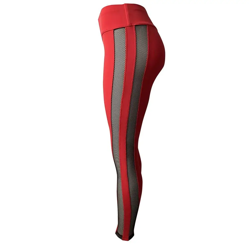 Женские повседневные сетчатые комбинированные спортивные Леггинсы с высокой