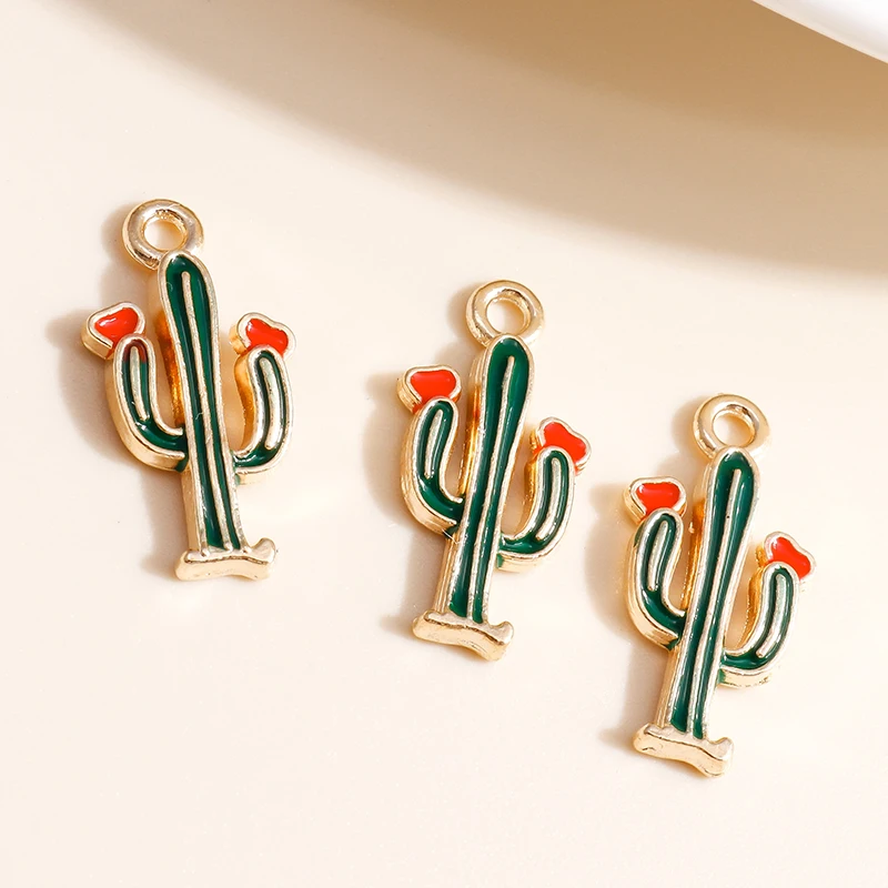 Смешанные стили эмалированные Подвески в виде пустыни зеленого растения кактуса