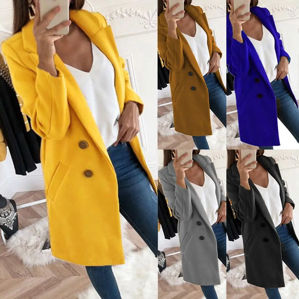 

Casual Women Autumn Winter Solid Color Lapel Open Front Jacket Long Warm Coat winter down jacket women coat warm plus size