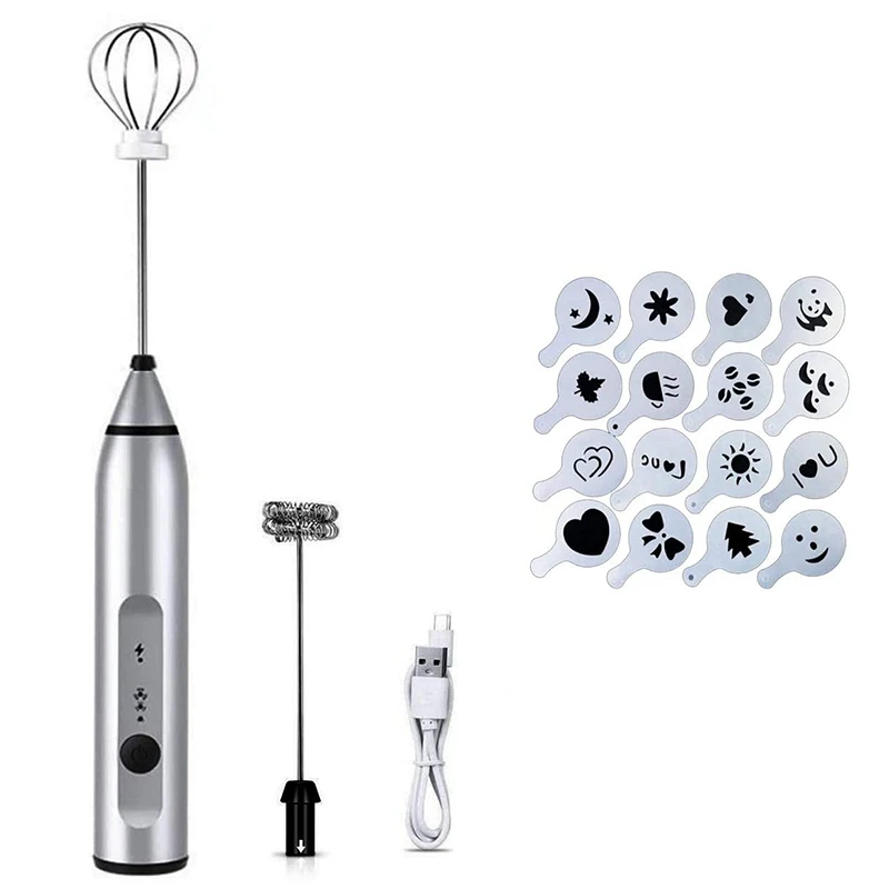 

Электрический вспениватель молока ручной вспениватель молока USB Перезаряжаемый вспениватель кофе 3 скорости молочный венчик для кофе, капу...