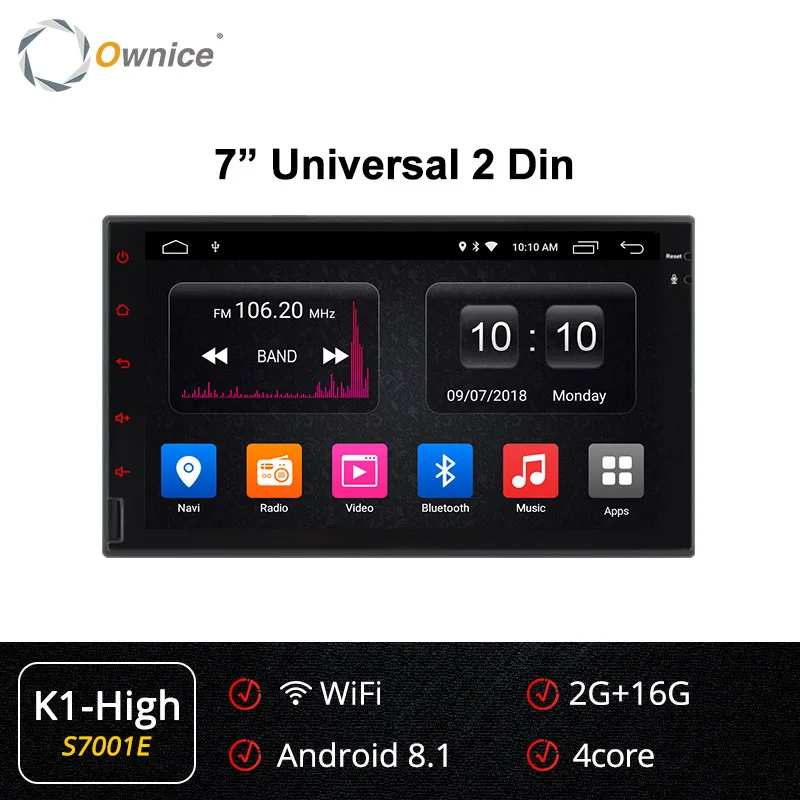 Ownice K1 K2 K3 2G ram Восьмиядерный android 8,1 поддержка 4G SIM LTE сеть DAB+ Радио 2 din универсальный автомобильный dvd-плеер навигация GPS, DVD - Цвет: S7001 K1-High