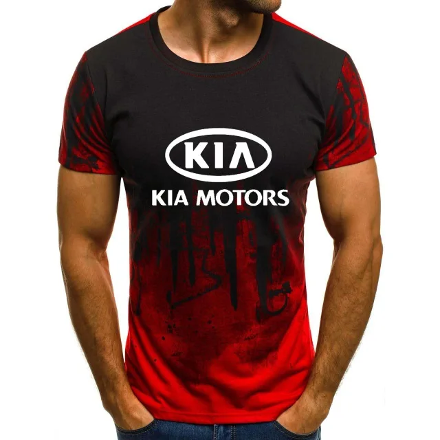 Мужская футболка с коротким рукавом логотипом KIA Car летняя повседневная