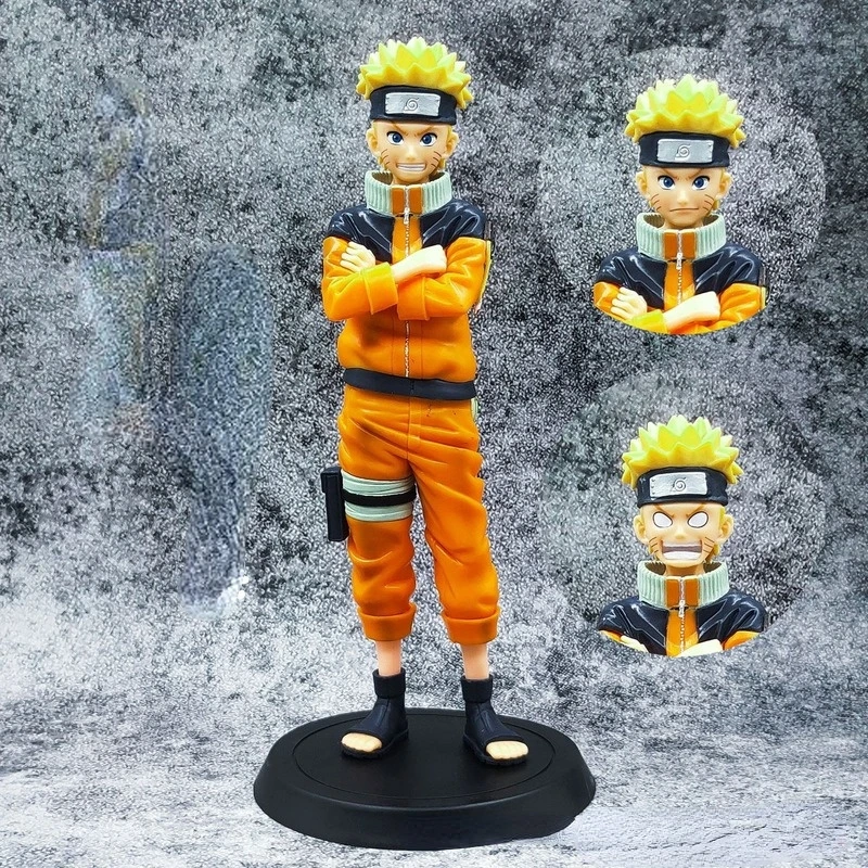 

24CM Naruto Anime Three heads Shippuden Figure Childhood Uzumaki Naruto Figure Model Toys Collection Dolls Gift birthday present