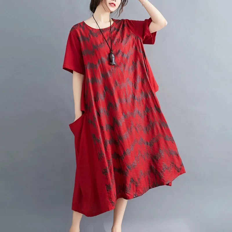 Женское винтажное свободное платье с принтом 2020 летнее элегантное большого