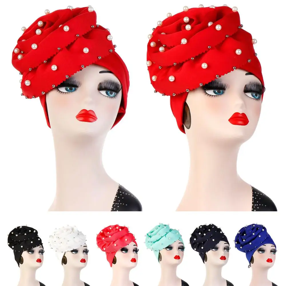Womens Hair Loss Head Scarf Turban Ruffle Cap Big Flower Muslim Cancer Chemo Hat Cover Beanie Skullies Indian Beads Fashion | Аксессуары