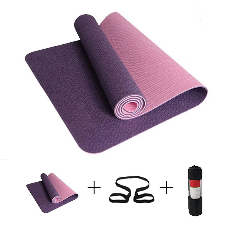 

TPE Yoga Mat No-slip 183*61cm Sports Mat For Fitness Pilates Gym Colchonete Mat 183*61*0.6cm For Beginners With Yoga Bag