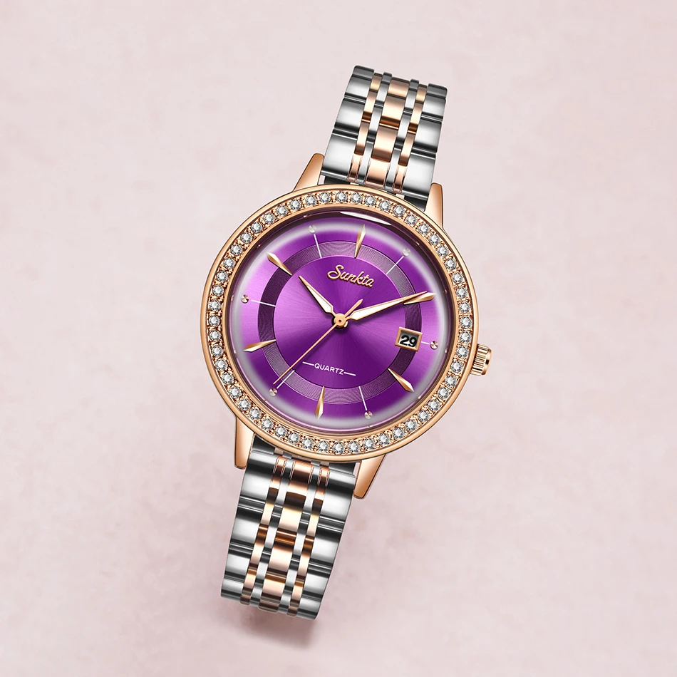 Часы наручные SUNKTA женские кварцевые брендовые Роскошные модные повседневные
