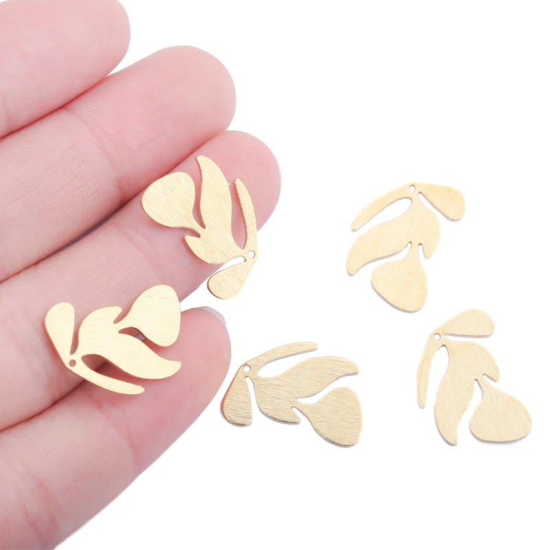 

20Pcs Brass Leaf Charms Raw Brass Textured Leaves Vine Charms Pendant Jewelry Findings DIY For Earrings Necklace Making 21x15mm