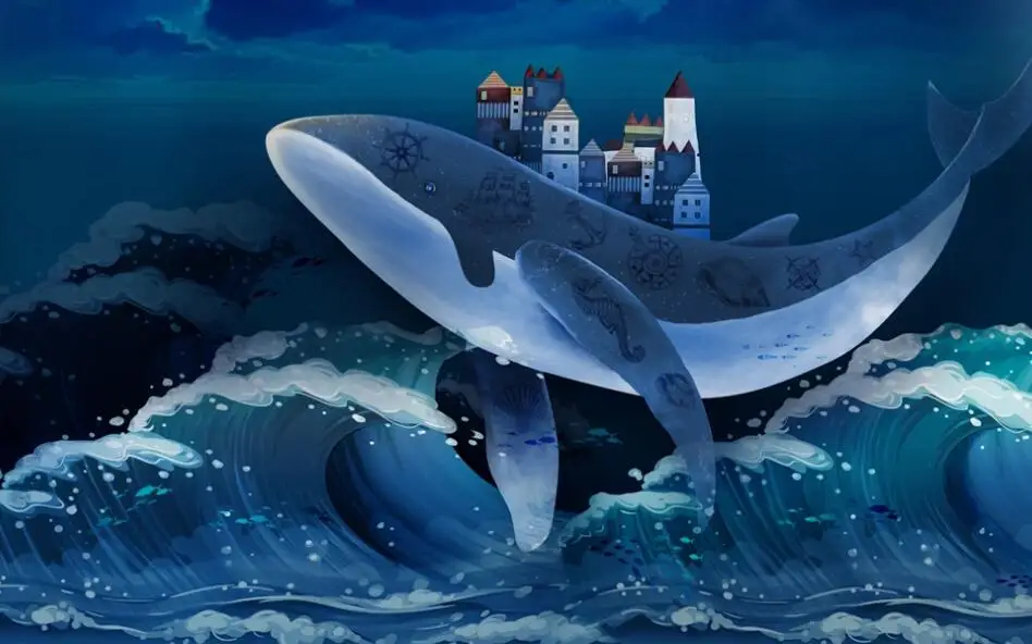 Milofi custom 3D wallpaper mural fantasy whale homeland children's room background wall living bedroom decoration painting |
