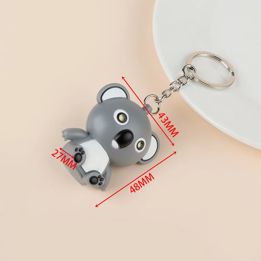 Милый брелок для ключей Koala со светодиодной подсветкой миниатюрный звуком
