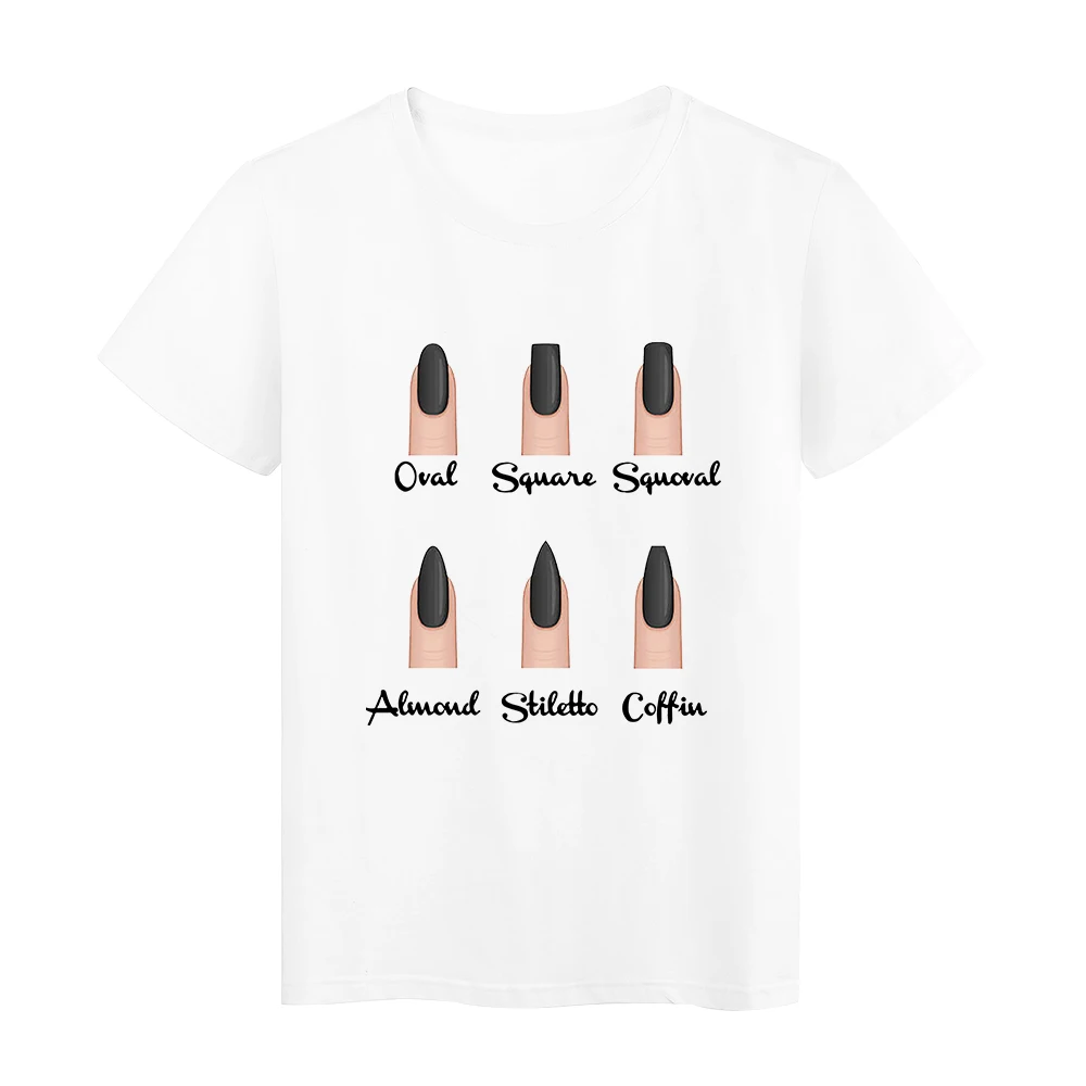 

Nail Art Tops Vogue New Style Women Tshirt Casual Ropa Mujer Elegant T-shirts Europe and America Basic White Tee shirt