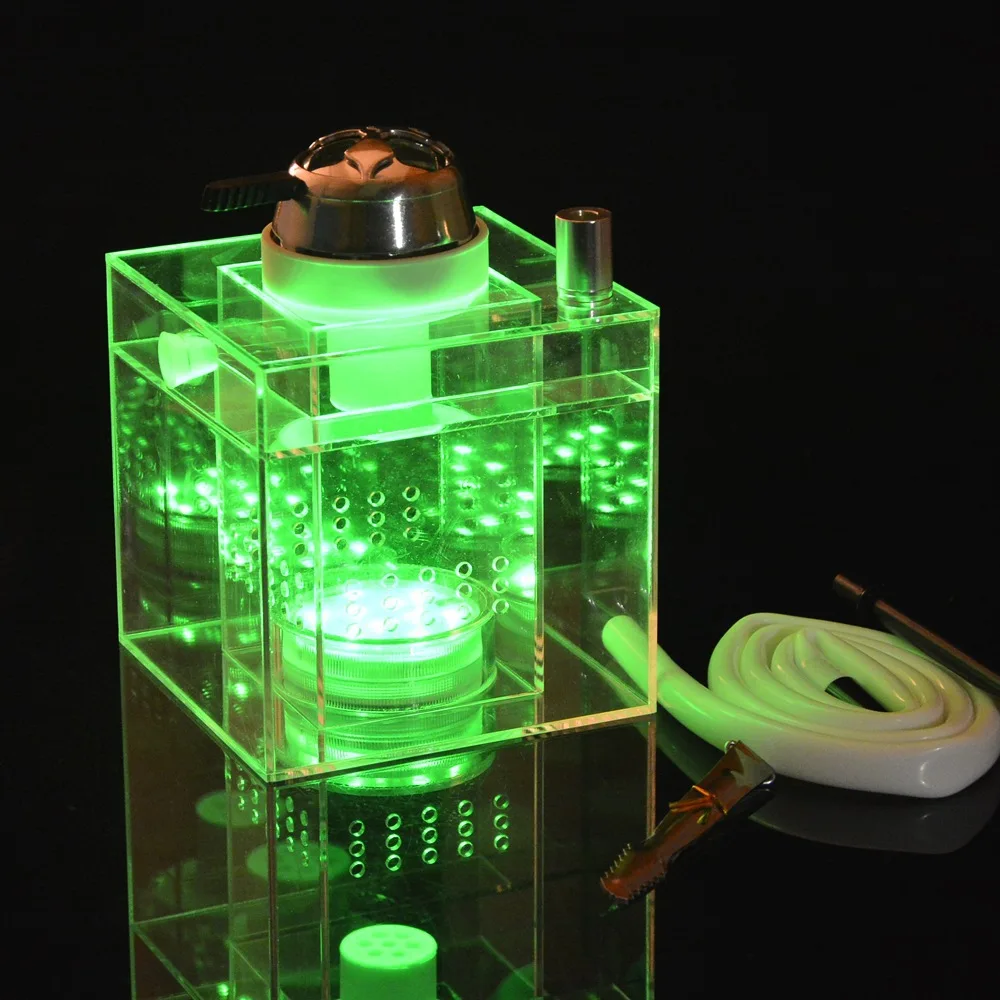 

Acrylic Hookah With LED Light Shisha Box Nargile Sheesha Narguile Chicha Cachimbas Water Pipe Accessories For Smoking