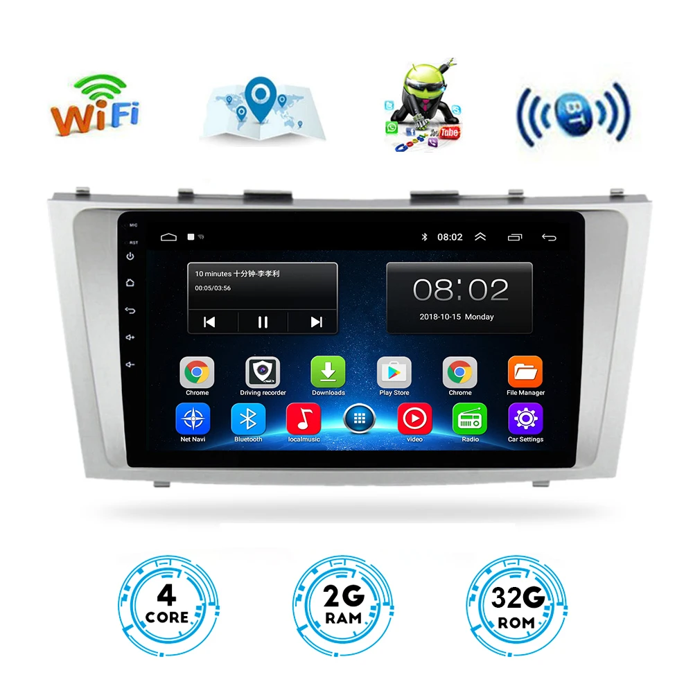 Android 9.1 2G+32G Car Multimedia Player GPS Navigation Bluetooth Radio Player for Toyota Camry 2006 2007 2008 2009 2010 2011
