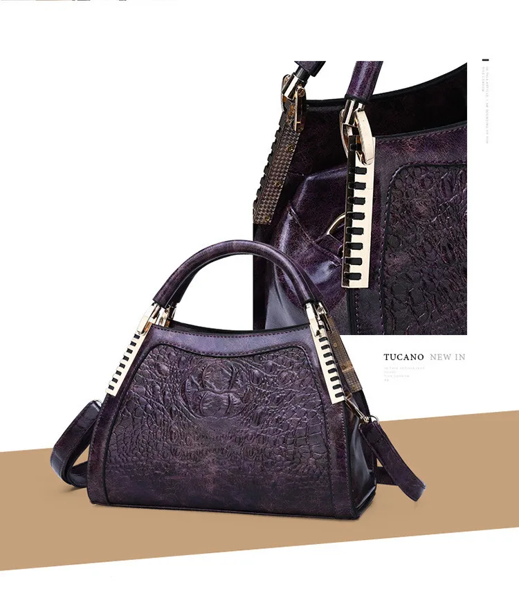 Новые роскошные винтажные женские сумочки Крокодил Аллигатор Tote кошельки мягкие брендовые сумки через плечо кожаные женские сумки на плечо