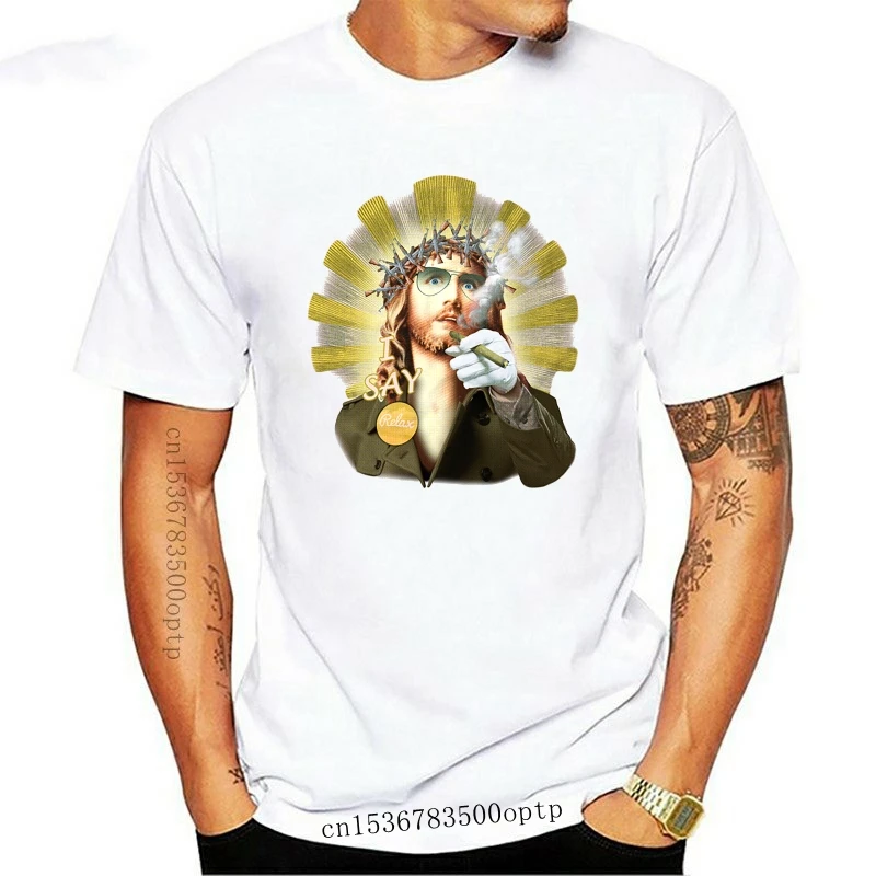 

New Funny Jesus Smoking Relax Designer Summer Funny Short Sleeve T Shirt Free Shipping Light Tee Shirt