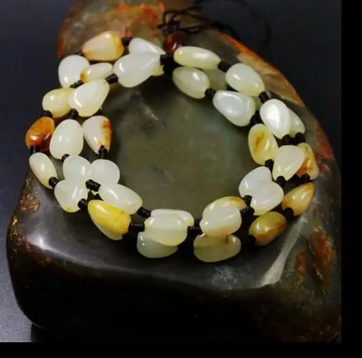 

Chinese Popular fashion xinjiang hetian white jade beads necklace free shipping