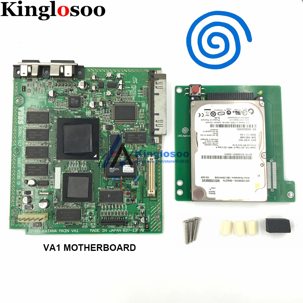 VA1 blue logo Оригинальная игровая консоль VA0 VA1 120G с внутренним жестким диском, материнская плата для sega Dreamcast DC w/120 шт. игр - Цвет: VA1 blue logo