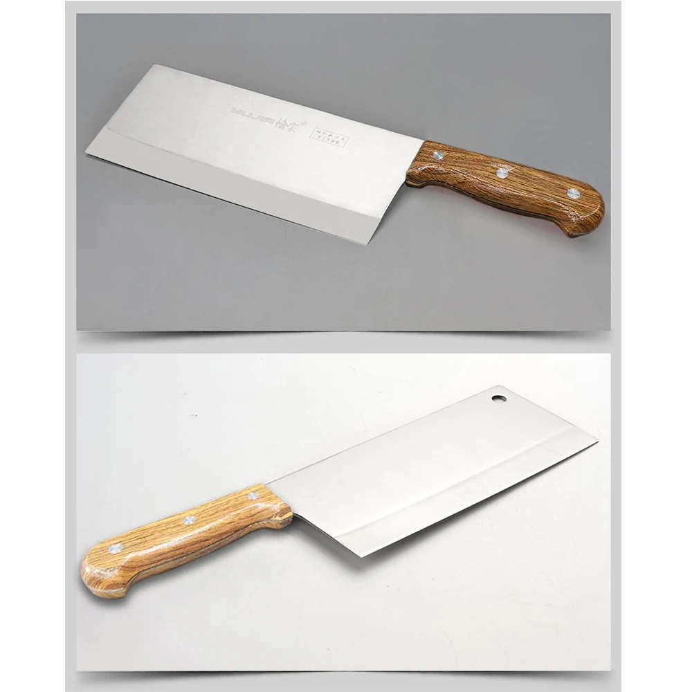 

Stainless Steel Knives Wooden Handle Machete Kitchen Chef Knife Not Sharp Slicing Knife Meat Cleaver
