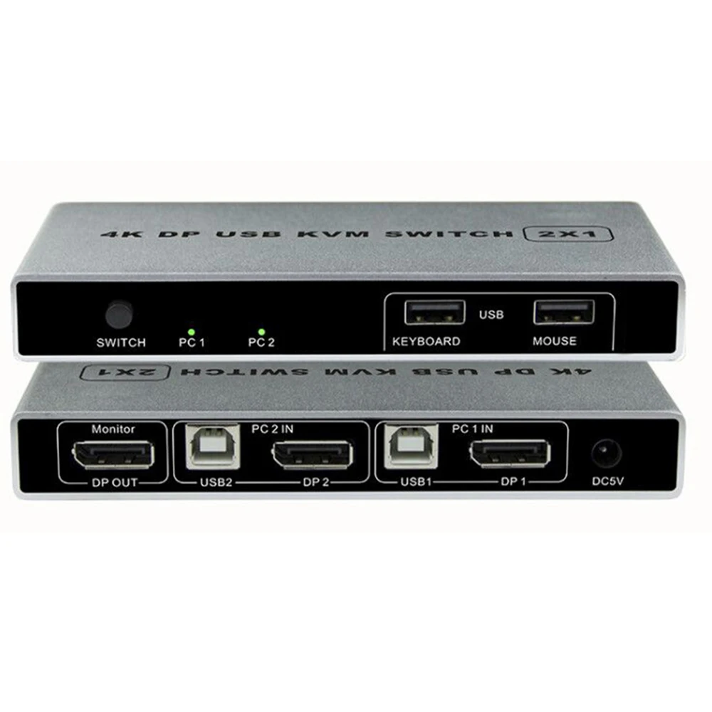 Двойной порт Displayport KVM Switch USB 144 Гц DP Switcher 4KX2K/60 2K/144 2 в 1 выход USB|KVM-переключатели| |