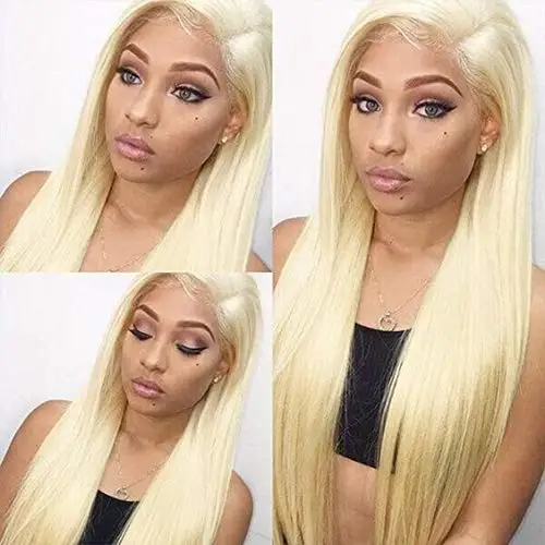 

Fake Scalp PU Silk Base Lace Front Human Hair Wigs Natural Baby Hair Pre Plucked Hair Line Straight Brazilian Remy Hair613Blonde