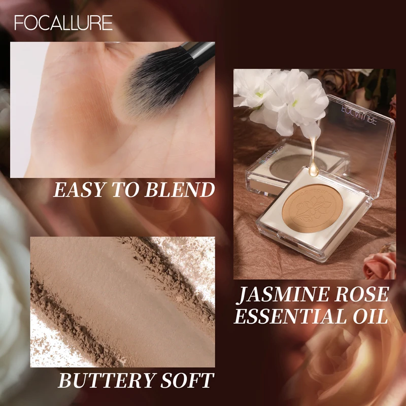 FOCALLURE 3 Colors Matte Brown Bronzer Contouring For Face Soft Powder Texture Easy to Blend Professional Women Cosmetics | Красота и