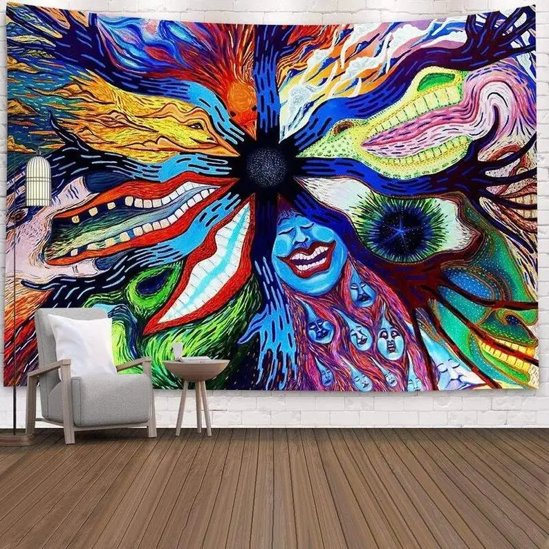 

Psychedelic Tapestry Hippie Colorful Trippy Wall Decor