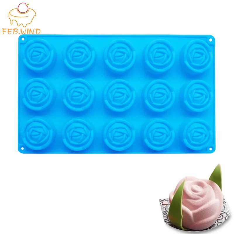 Термостойкие силиконовые формы для шоколада в форме роз 15 отверстий розовая