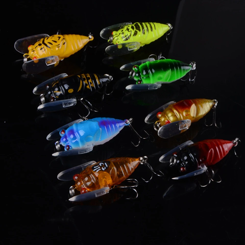 8pcs Bionic Cicada Hard Bait Fishing Lures 40mm/6.4g Simulation Minnow Fishing Wobblers Crankbaits Insect Fishing Tackle 3D Eyes