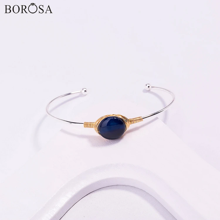 BOROSA Красочные камни браслет браслеты покрытый серебром натуральный Howlite Агаты