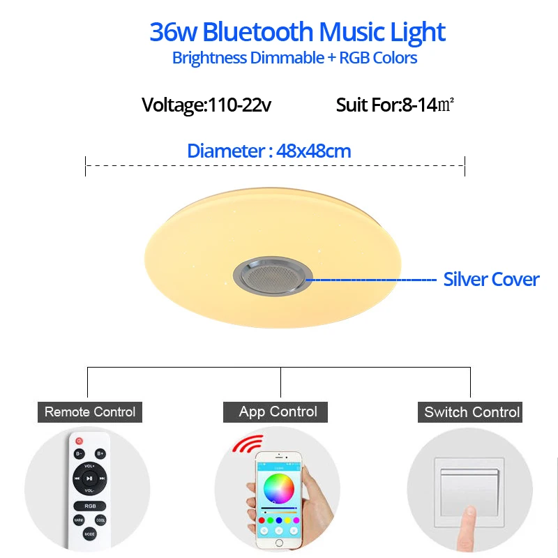 Bluetooth потолочный светильник RGB музыкальный потолочный светильник с Bluetooth Круглой Формы Светильник ing для домашнего прослушивания музыки светильник luminarias - Цвет корпуса: 36w