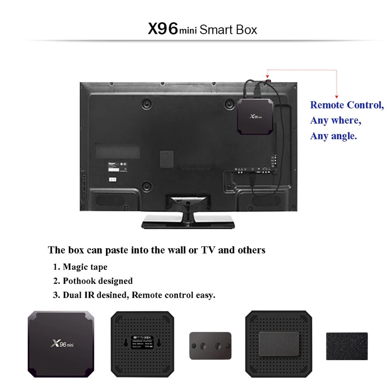 X96 Mini Smart TV Set Top Box Wifi 2G/16G Support Iptv with Tv M3U Enigma2 PC Linux EU Plug | Электроника