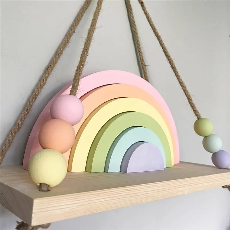 

Креативное украшение цветов Макарон для детской комнаты с радужными игрушками, Радужный стиль, украшения, орнамент