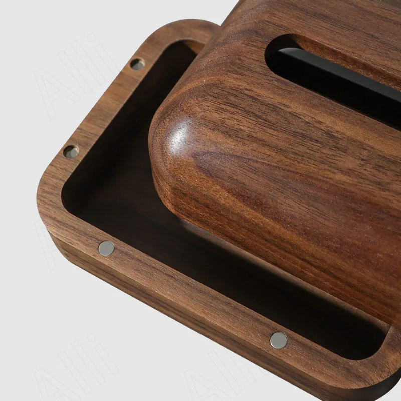 

Коробка для салфеток из черного ореха, креативные бумажные коробки из твердой древесины, органайзер для салфеток, Современное украшение дл...