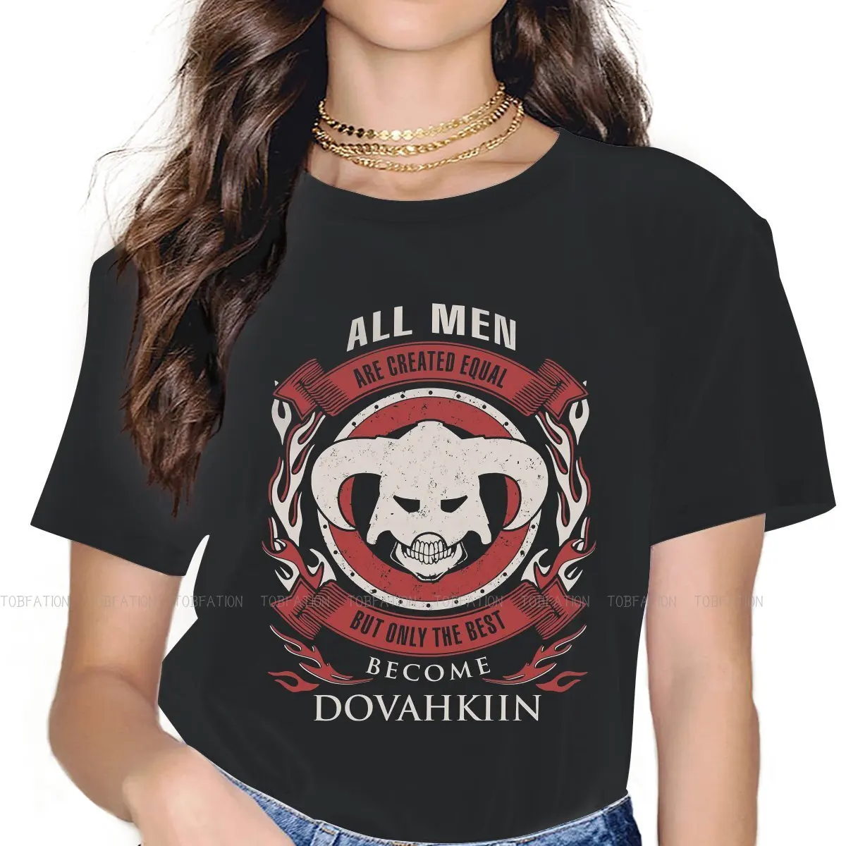 

BECOME DOVAHKIIN Women Tshirts The Elder Scrolls V Skyrim Aesthetic Vintage Female Clothing Large Cotton Graphic Streetwear