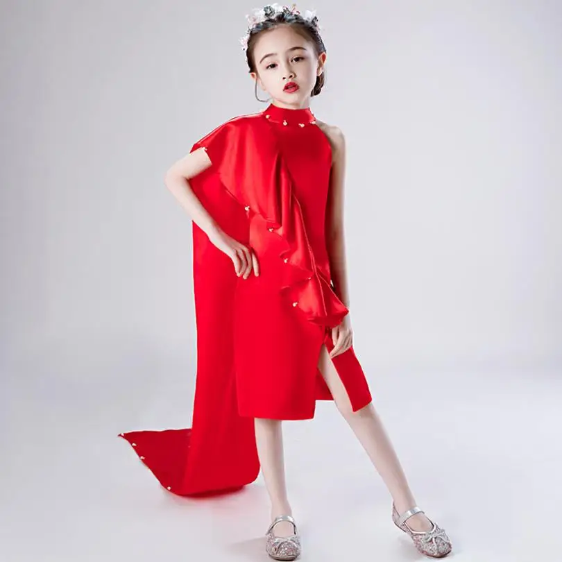 2020 New GIrls Catwalk Pageant Princess Dresses beading mesh stitching birthday party Dress for girls Vestidos L10 |