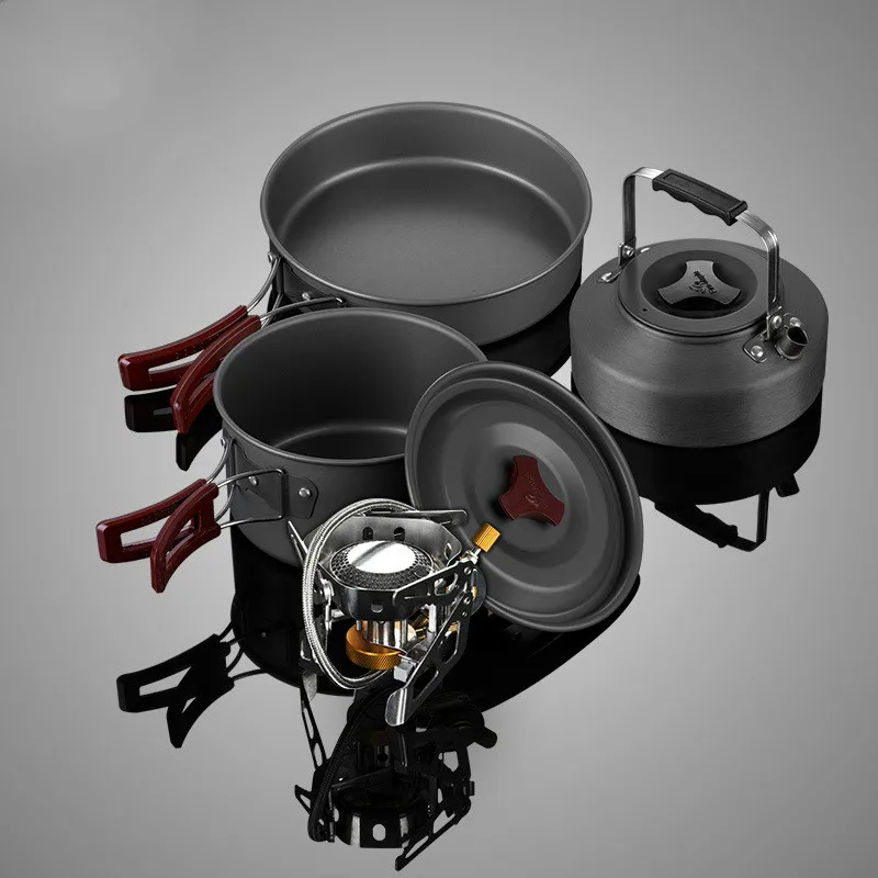 10 шт./компл. набор посуды для кемпинга горшок Сплит газовая плита горелки пикника