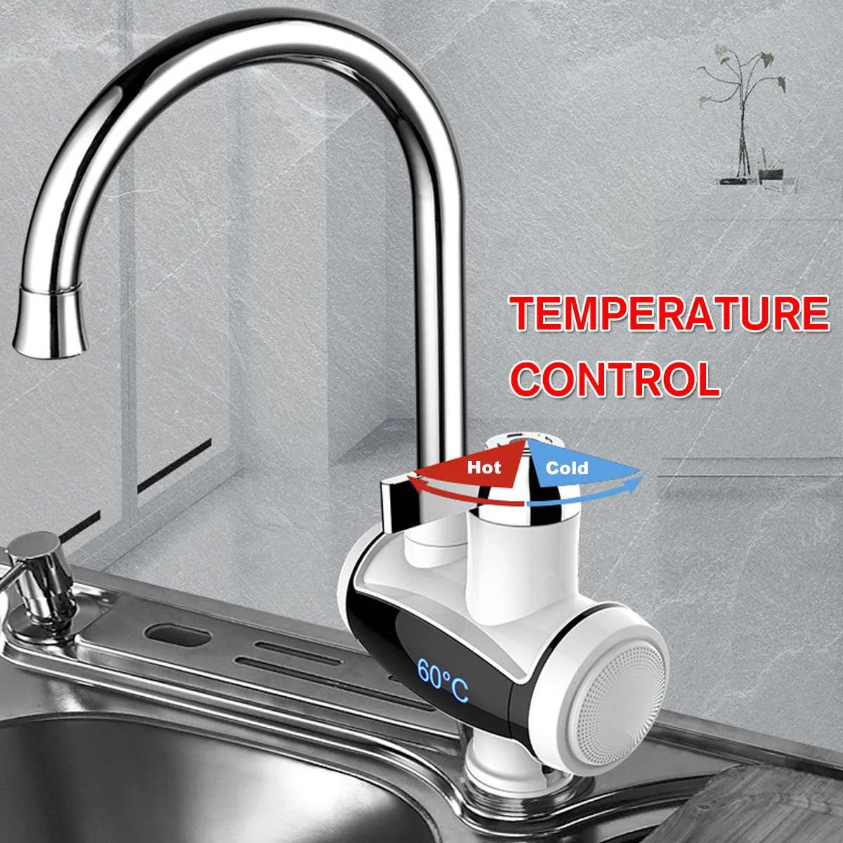 

3000W Tankless Water Heater Faucet Shower Instant Water-Heater Temperature Display Electric Hot Water Tap for Kitchen Bathroom